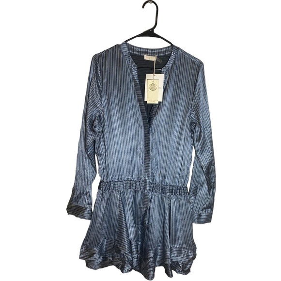NWT Ramy Brook Alanis Metallic Stripe A-Line Shirtdress - Picture 5 of 16